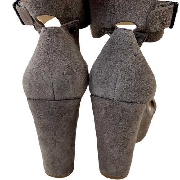 See by Chloe Taupe Suede Platform Chunky Sandals Cuff Ankles Platform Wedges 6 - Picture 6 of 10